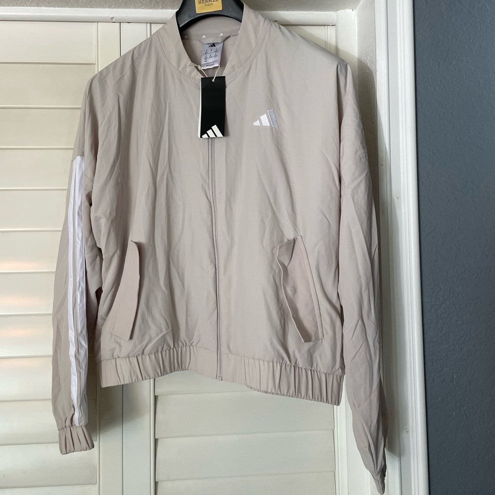 Adidas NEW essentials 3 lifestyle bomber jacket front zip lined Athletic Jacket